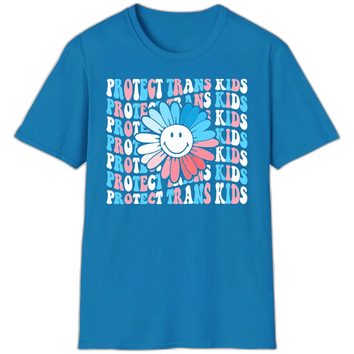 Protect Trans Kids Daisy Flower T-Shirt in Sapphire