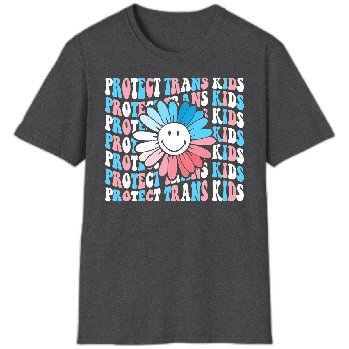 Protect Trans Kids Daisy Flower T-Shirt in Dark Heather
