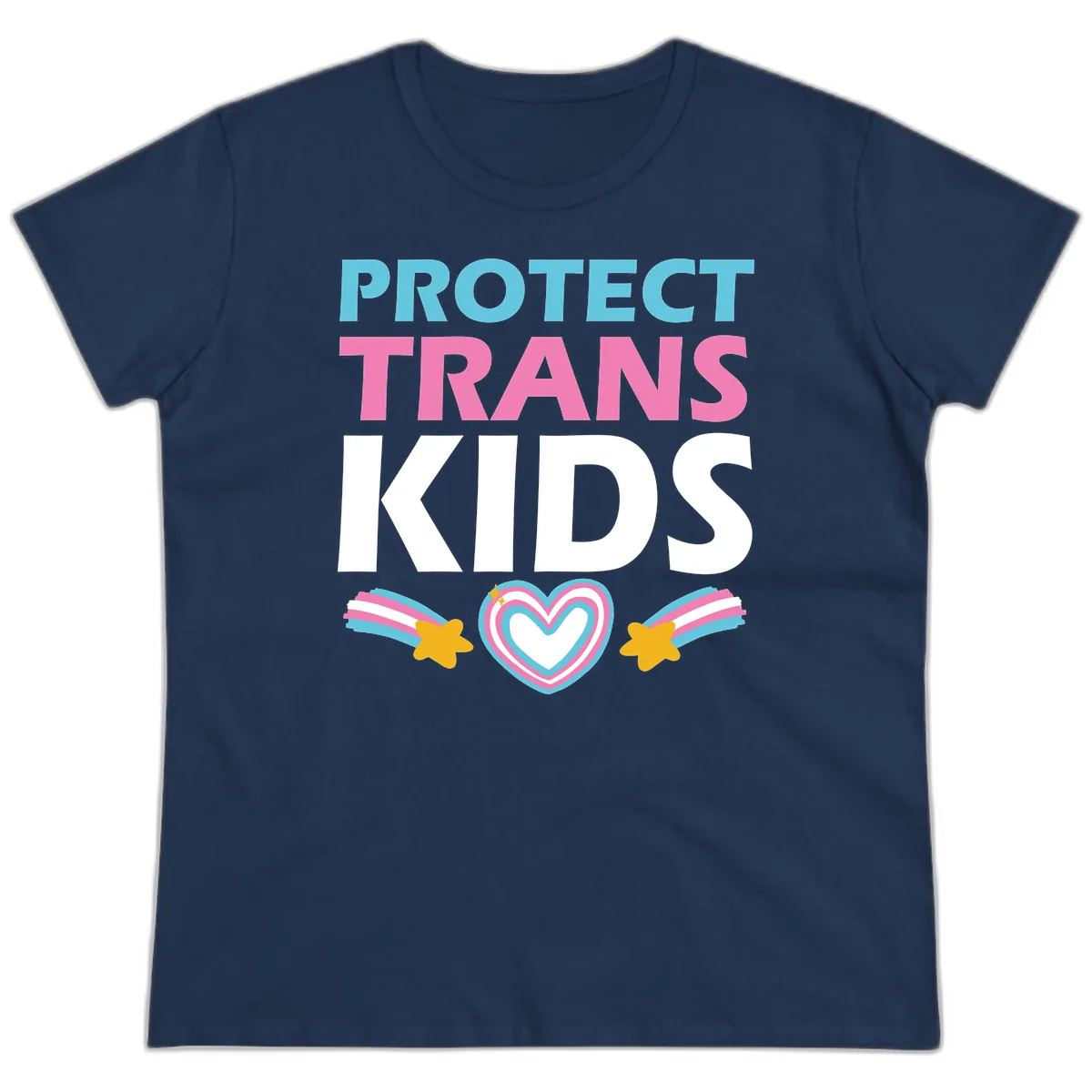 Protect Trans Kids Ladies Tee in Navy