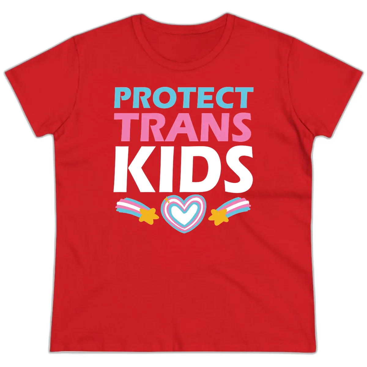 Protect Trans Kids Ladies Tee in Red