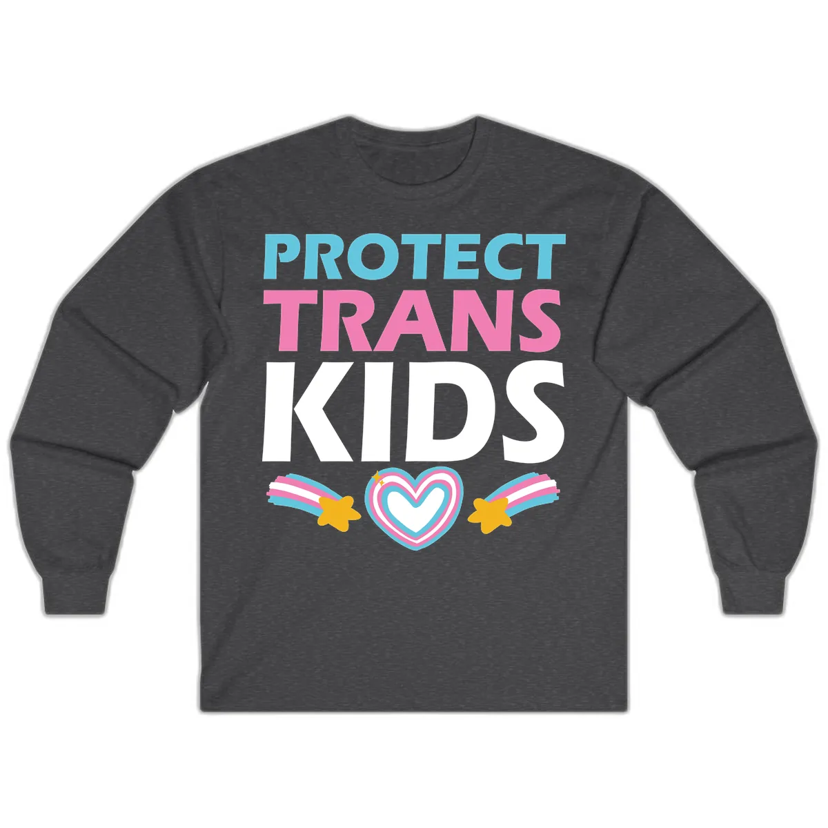 Protect Trans Kids Long Sleeve in Dark Heather