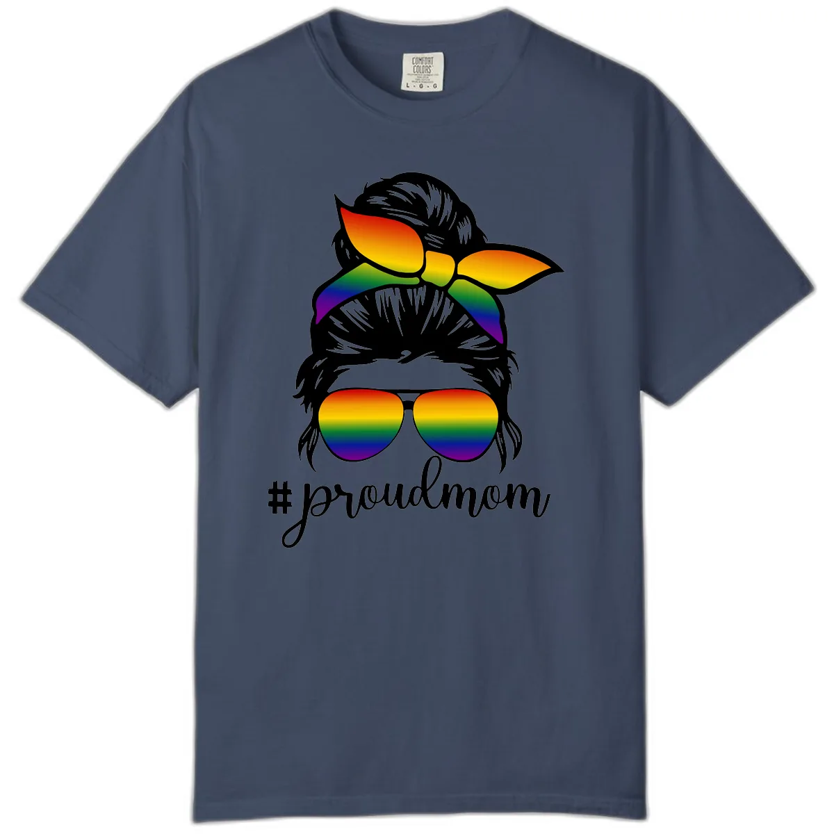 Proud Mom Rainbow Hair Comfort Color in Midnight