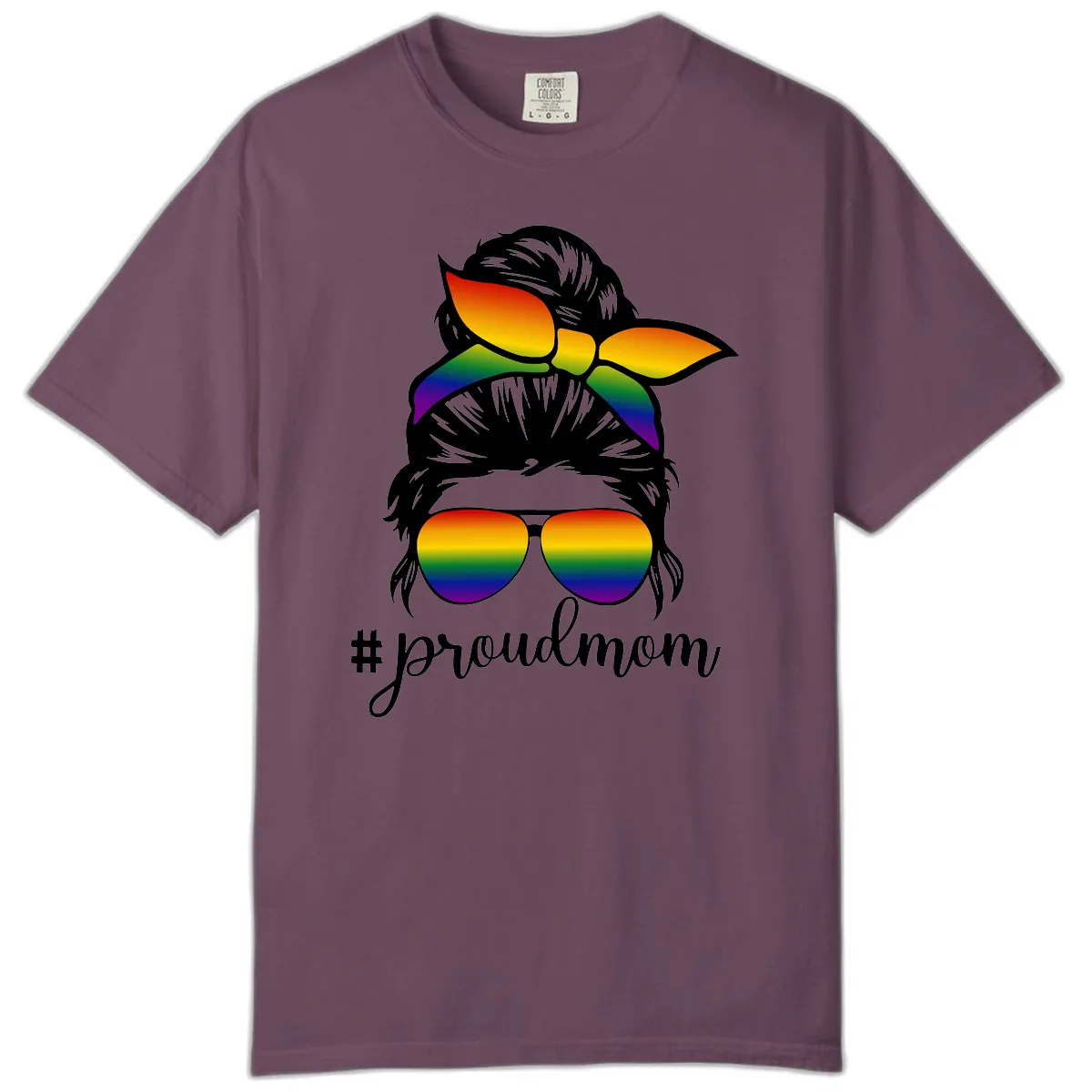 Proud Mom Rainbow Hair Comfort Color in Berry