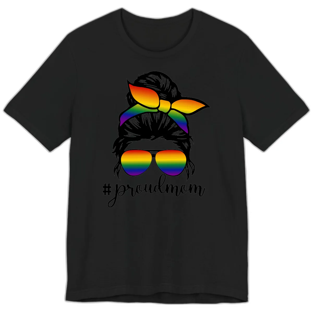 Proud Mom Rainbow Hair Premium T-Shirt in Black