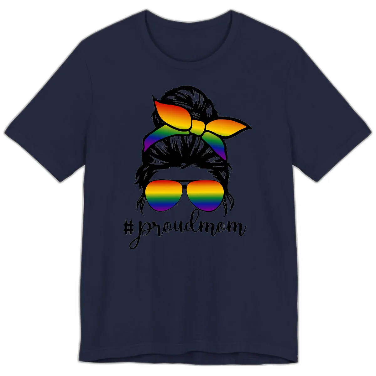 Proud Mom Rainbow Hair Premium T-Shirt in Navy