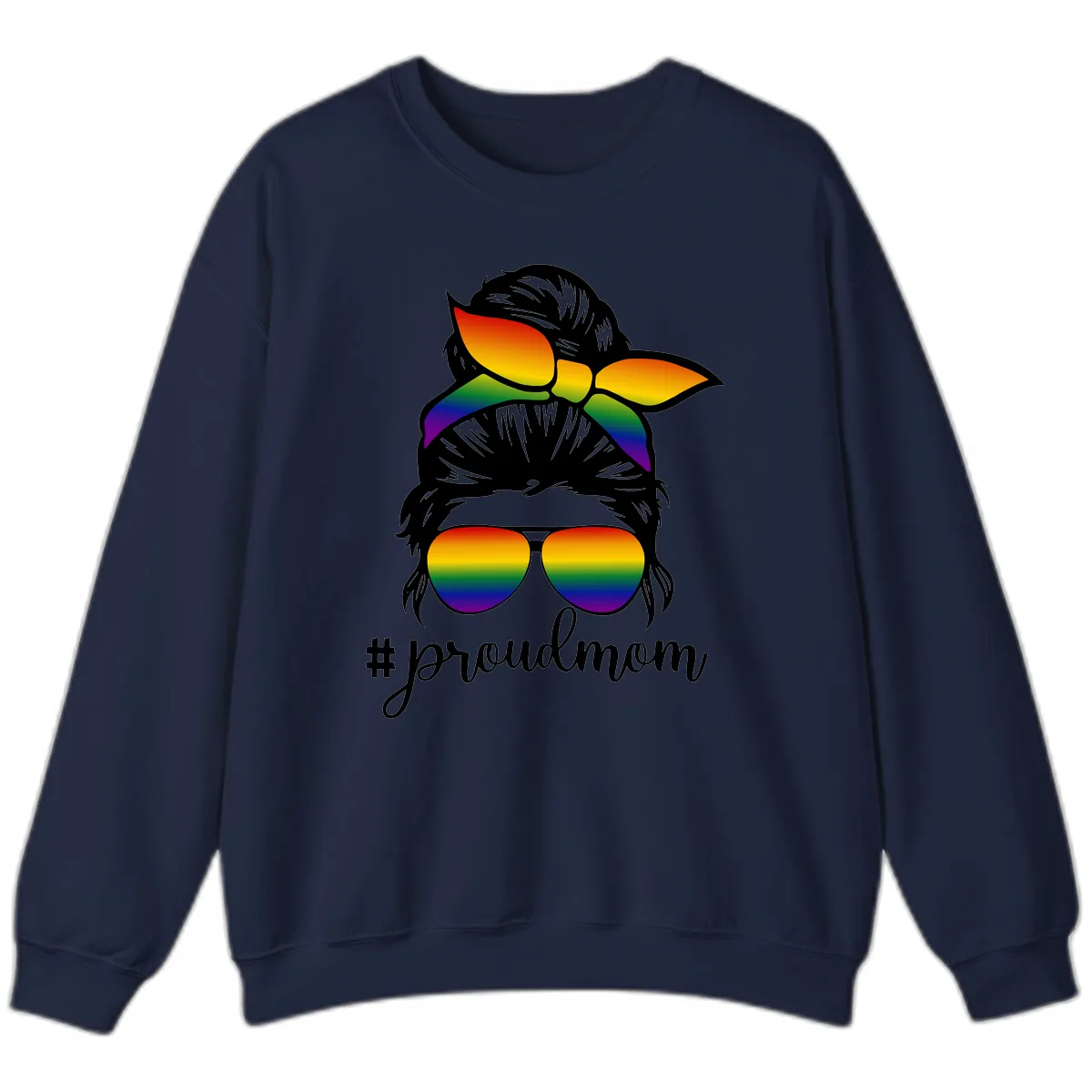 Proud Mom Rainbow Hair Sweatshirt in Navy