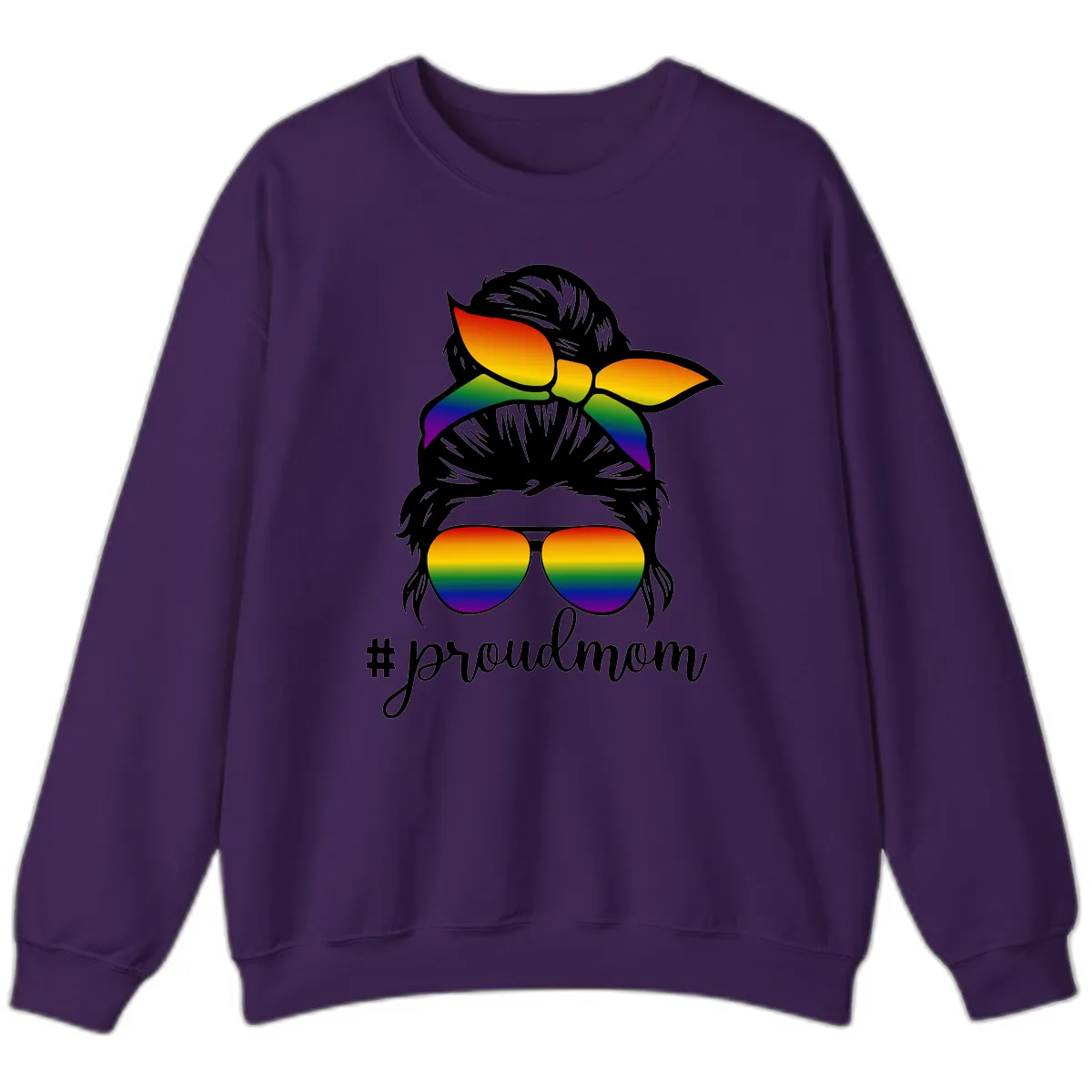 Proud Mom Rainbow Hair Sweatshirt in Purple