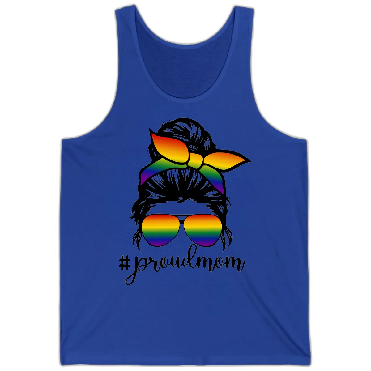 Proud Mom Rainbow Hair Tank in True Royal