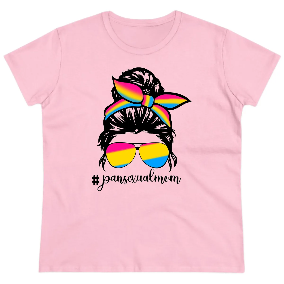 Pansexual Mom Pride Ladies Tee in Light Pink