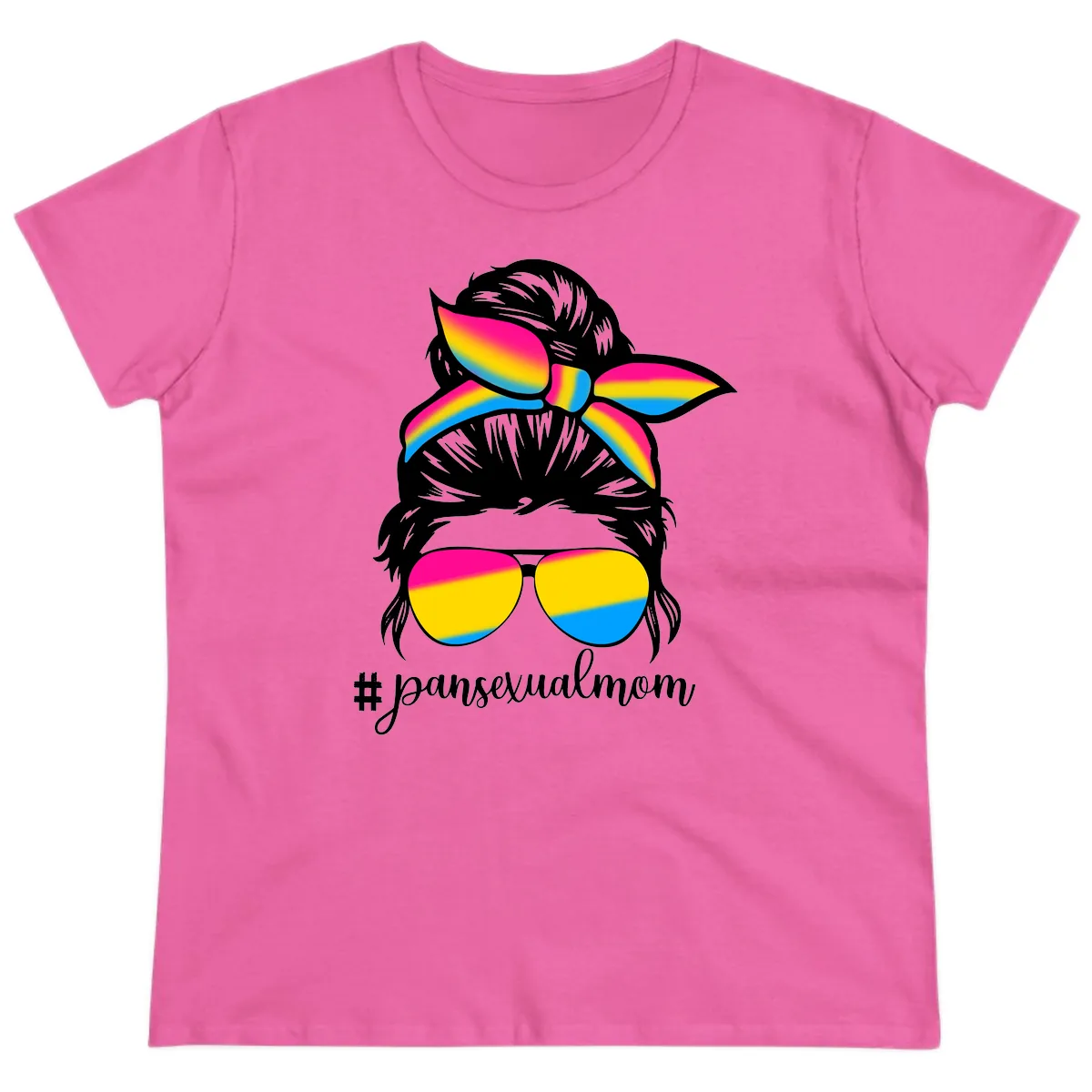 Pansexual Mom Pride Ladies Tee in Azalea