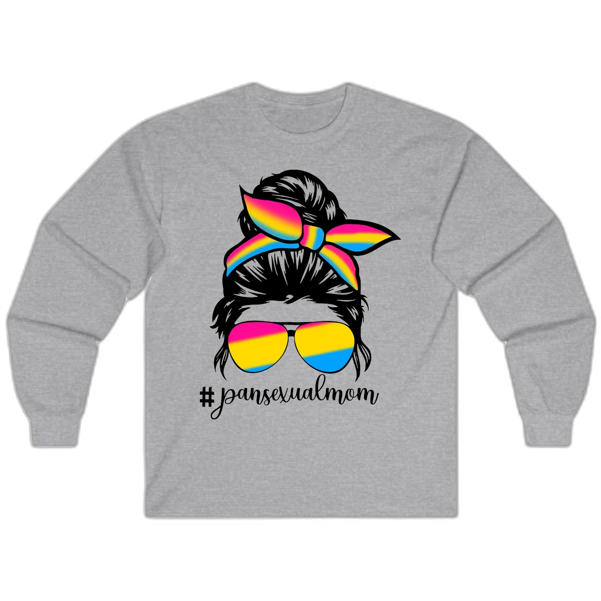Pansexual Mom Pride Long Sleeve in Sport Grey