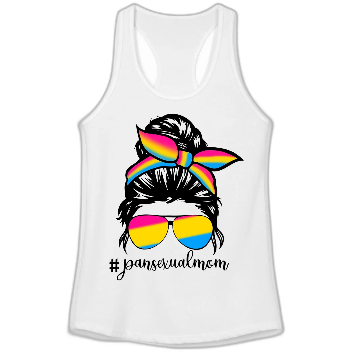Pansexual Mom Pride Ladies Tank in Solid White