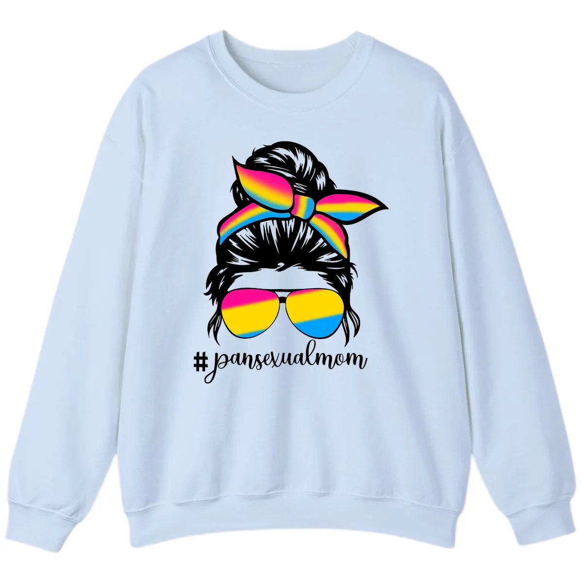 Pansexual Mom Pride Sweatshirt in Light Blue