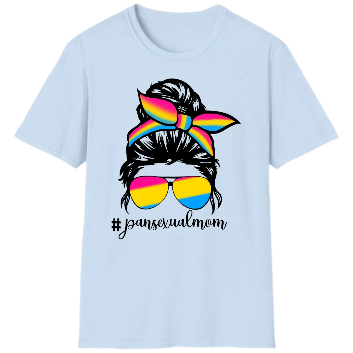 Pansexual Mom Pride T-Shirt in Light Blue