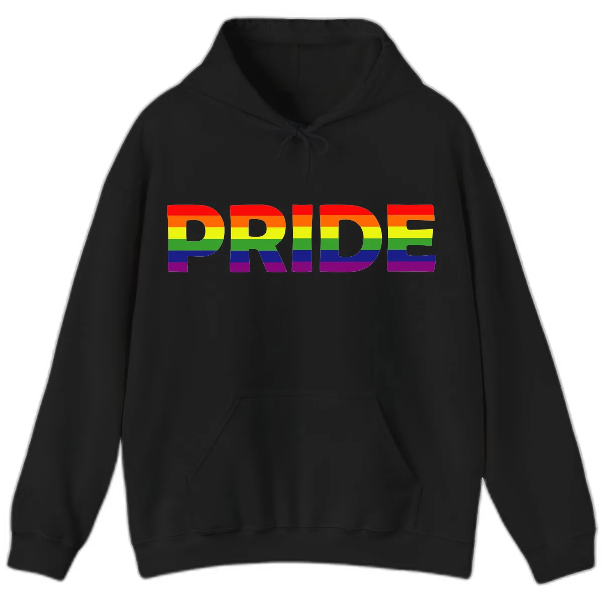 Pride Rainbow Letters Hoodie in Black