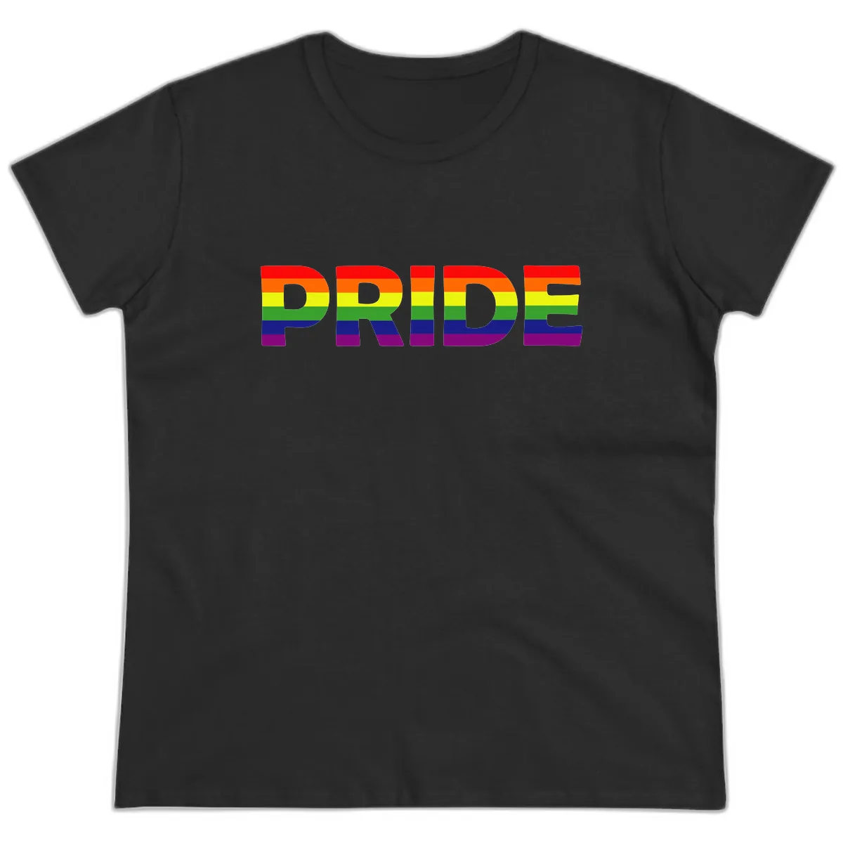 Pride Rainbow Letters Ladies Tee in Black