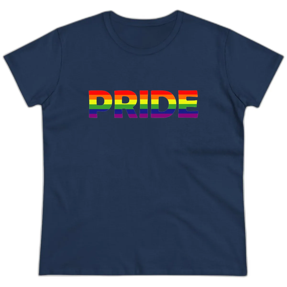 Pride Rainbow Letters Ladies Tee in Navy