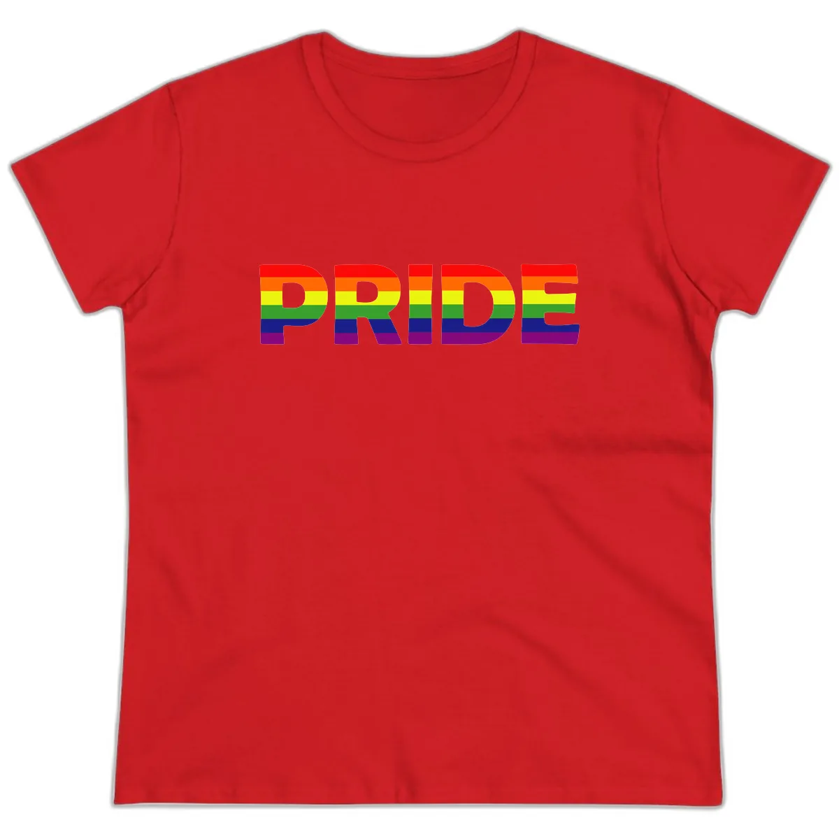 Pride Rainbow Letters Ladies Tee in Red