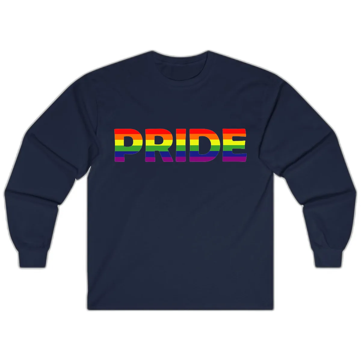 Pride Rainbow Letters Long Sleeve in Navy