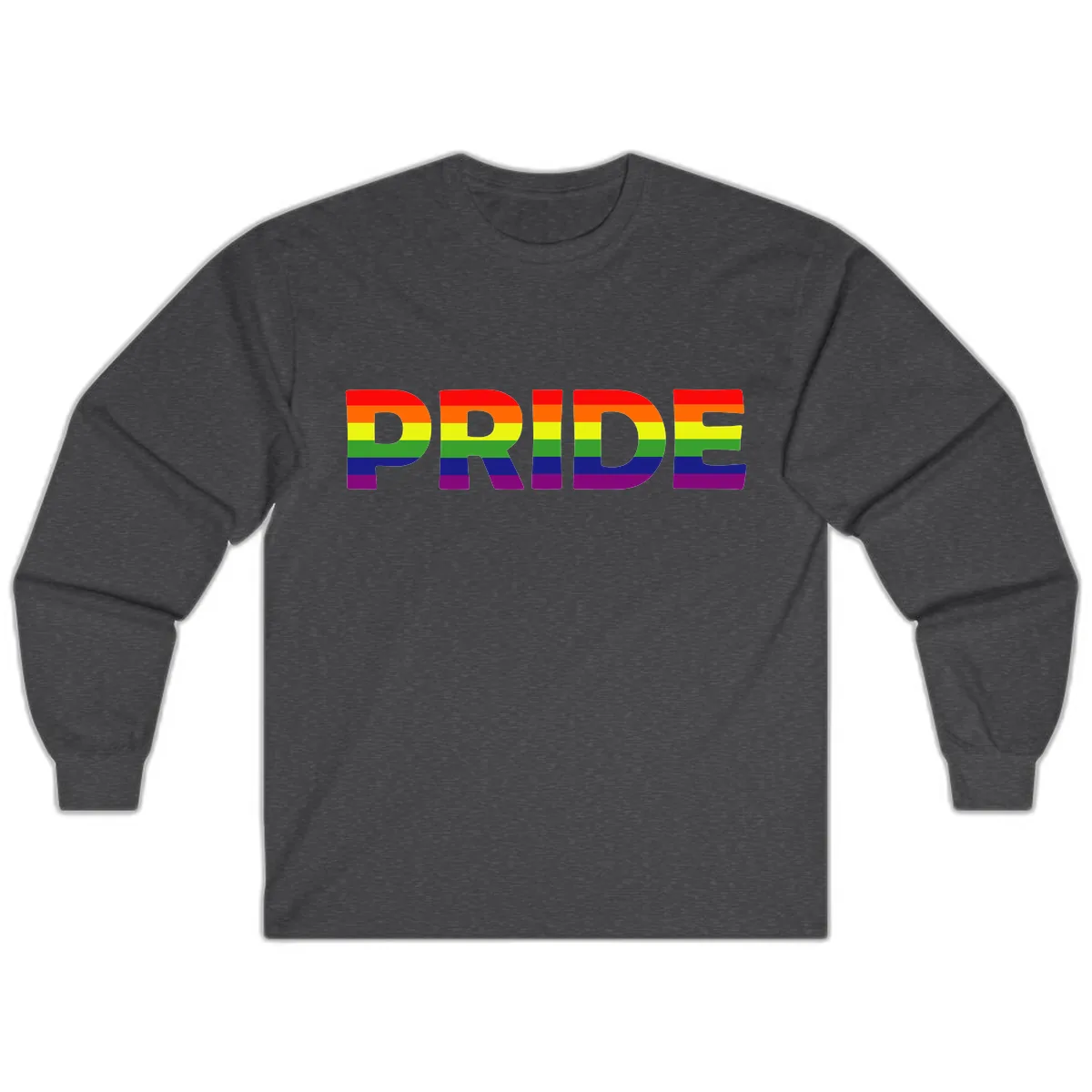 Pride Rainbow Letters Long Sleeve in Dark Heather