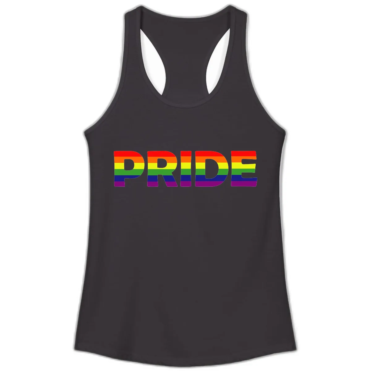 Pride Rainbow Letters Ladies Tank in Black