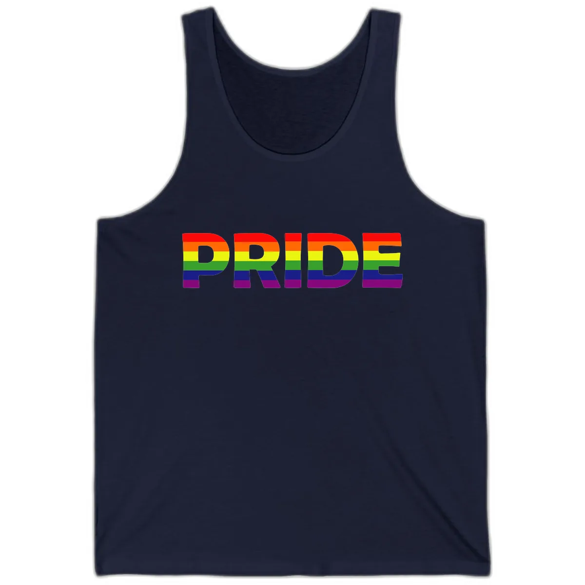 Pride Rainbow Letters Tank in Navy