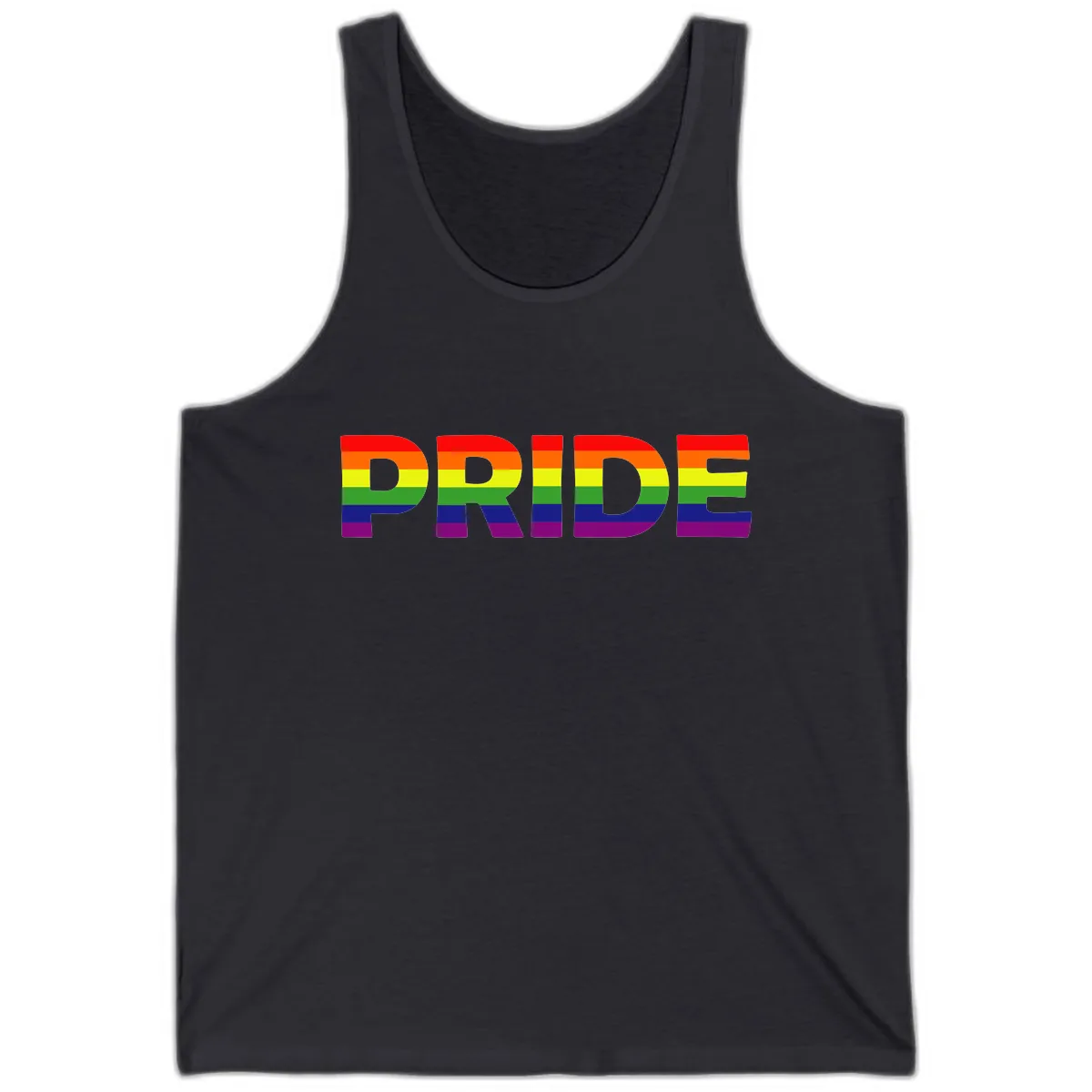 Pride Rainbow Letters Tank in Dark Grey