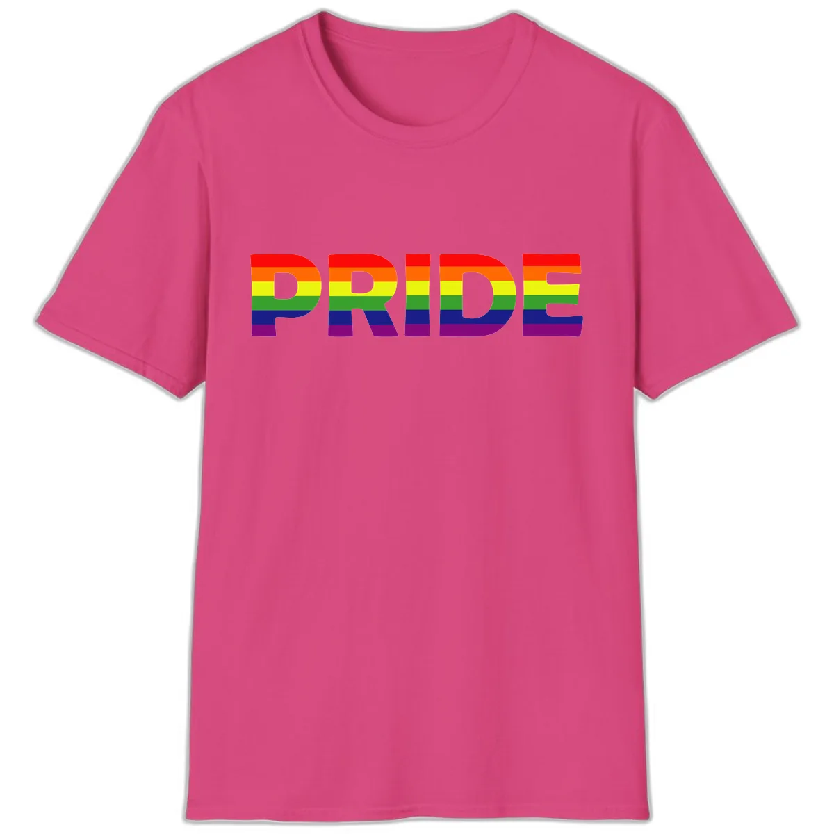 Pride Rainbow Letters T-Shirt in Heliconia