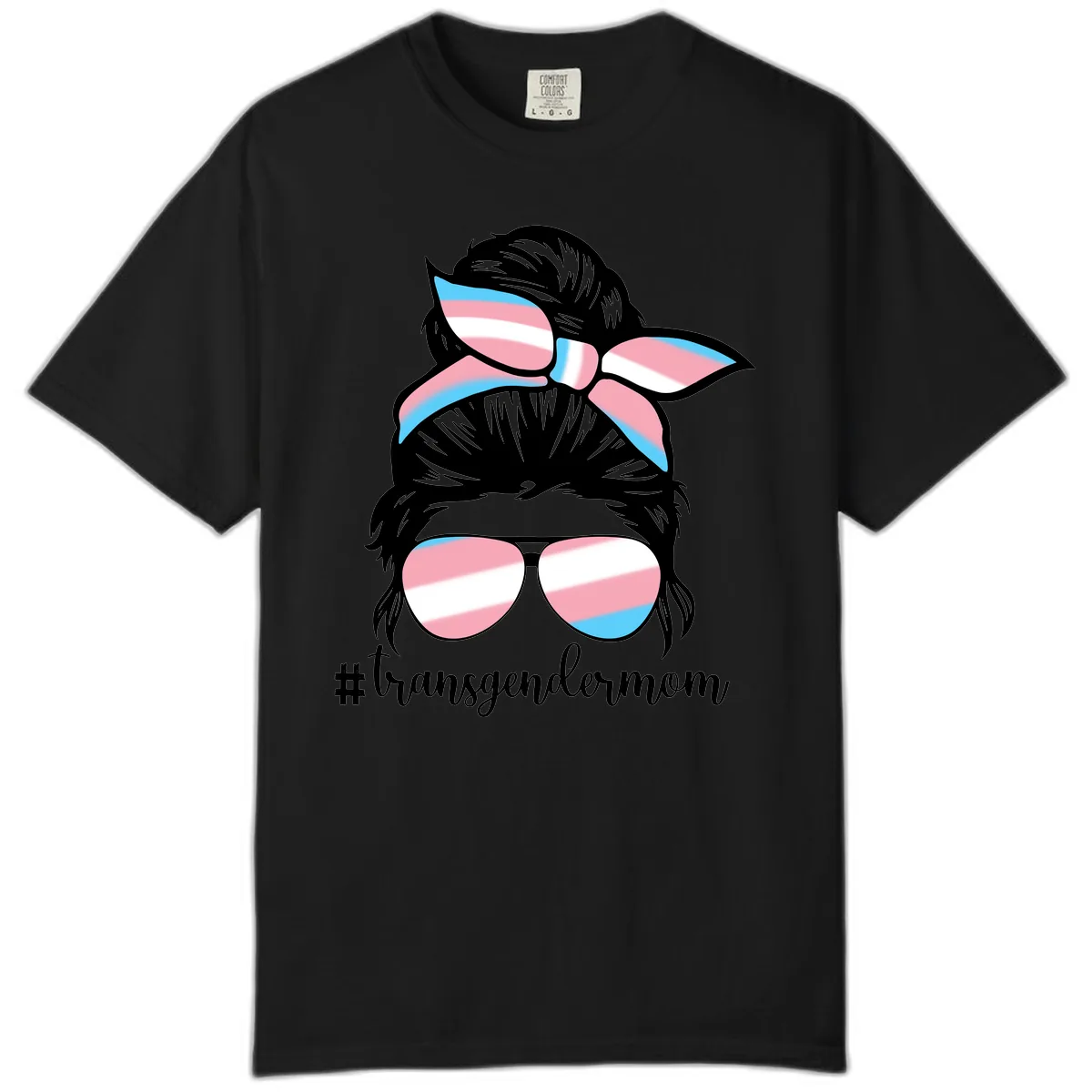 Transgender Mom Pride Portrait Comfort Color in Black