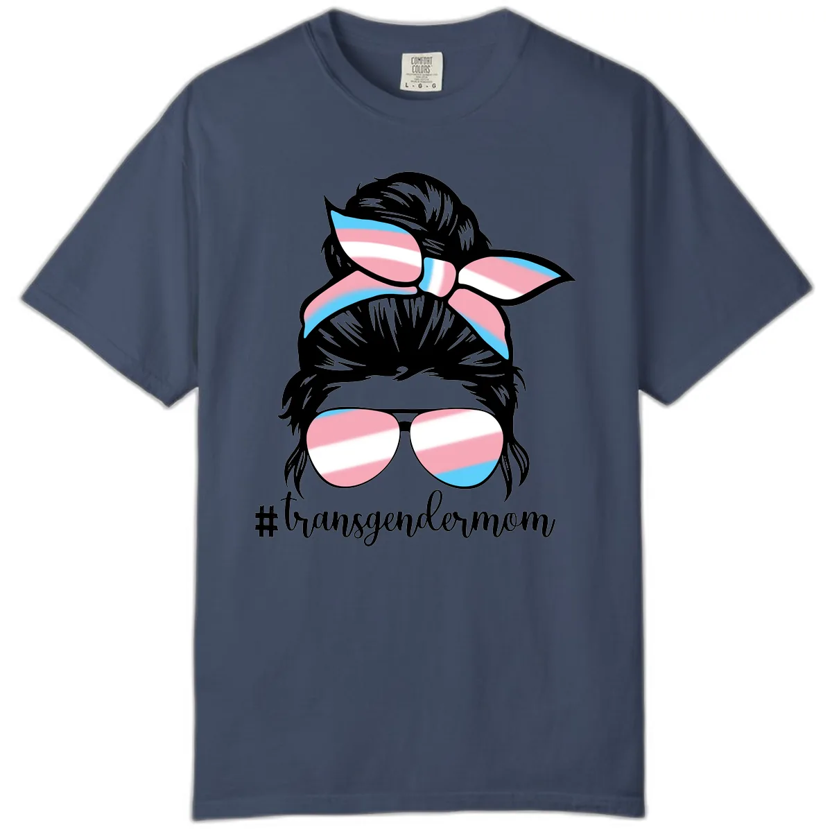Transgender Mom Pride Portrait Comfort Color in Midnight