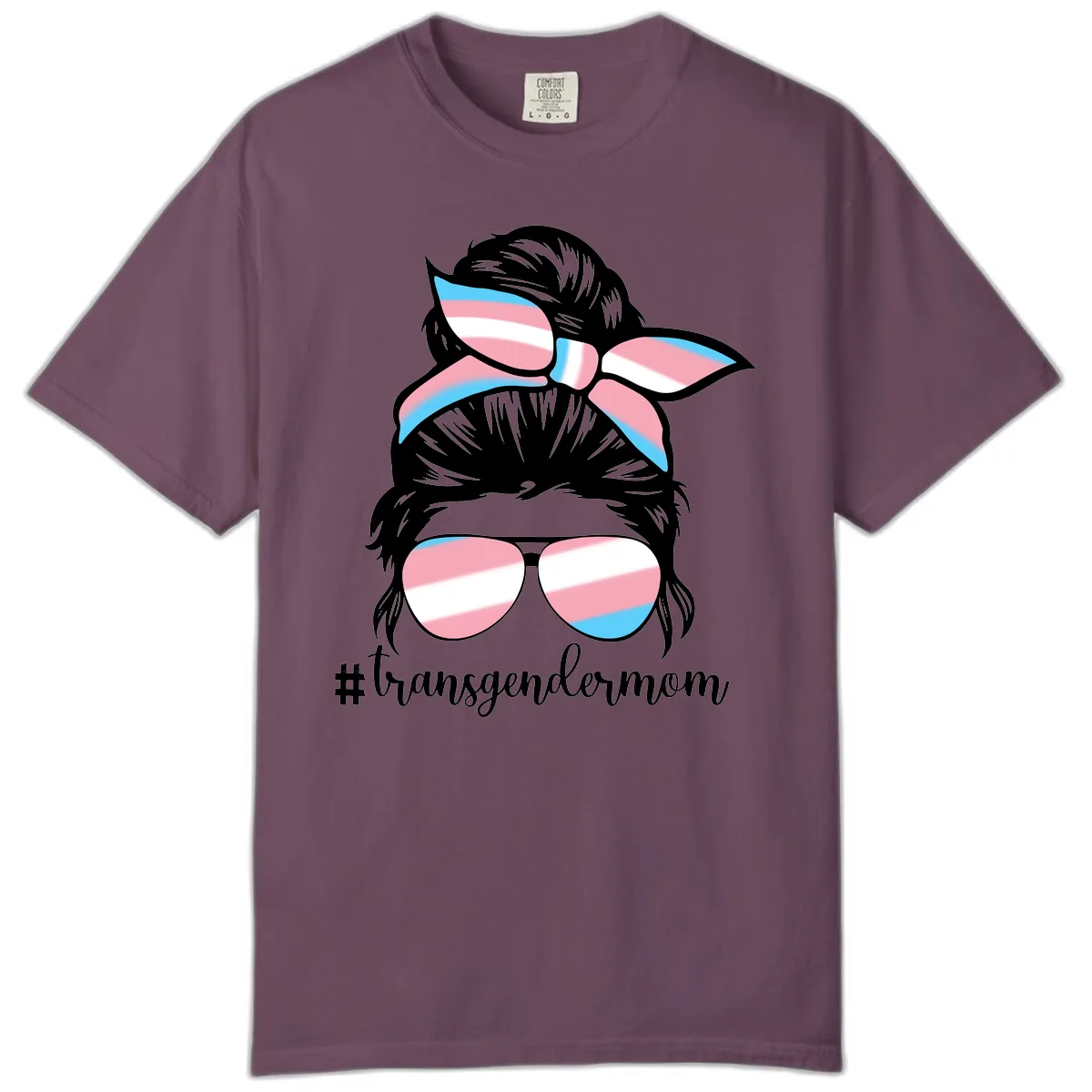 Transgender Mom Pride Portrait Comfort Color in Berry