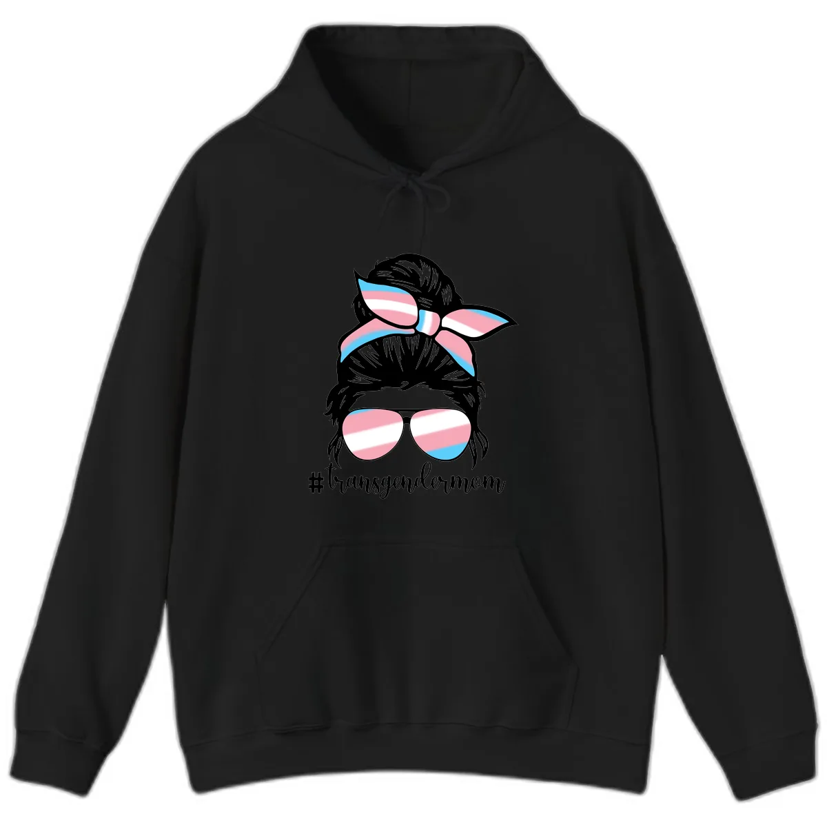 Transgender Mom Pride Portrait Hoodie in Black