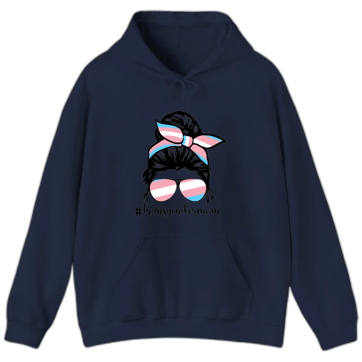 Transgender Mom Pride Portrait Hoodie in Navy