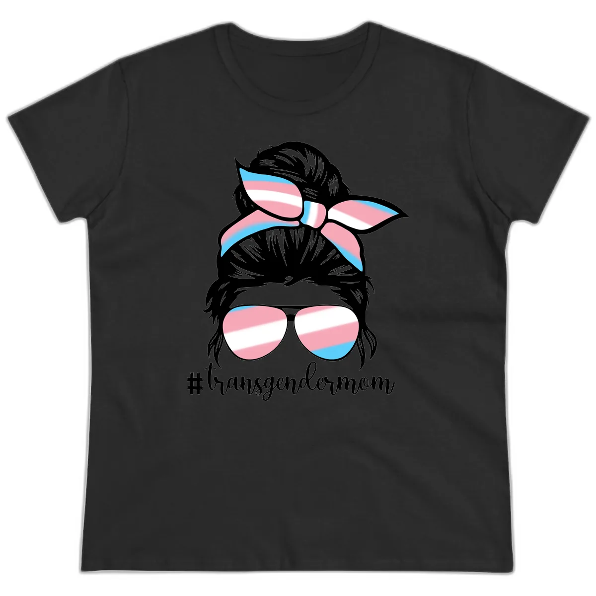 Transgender Mom Pride Portrait Ladies Tee in Black
