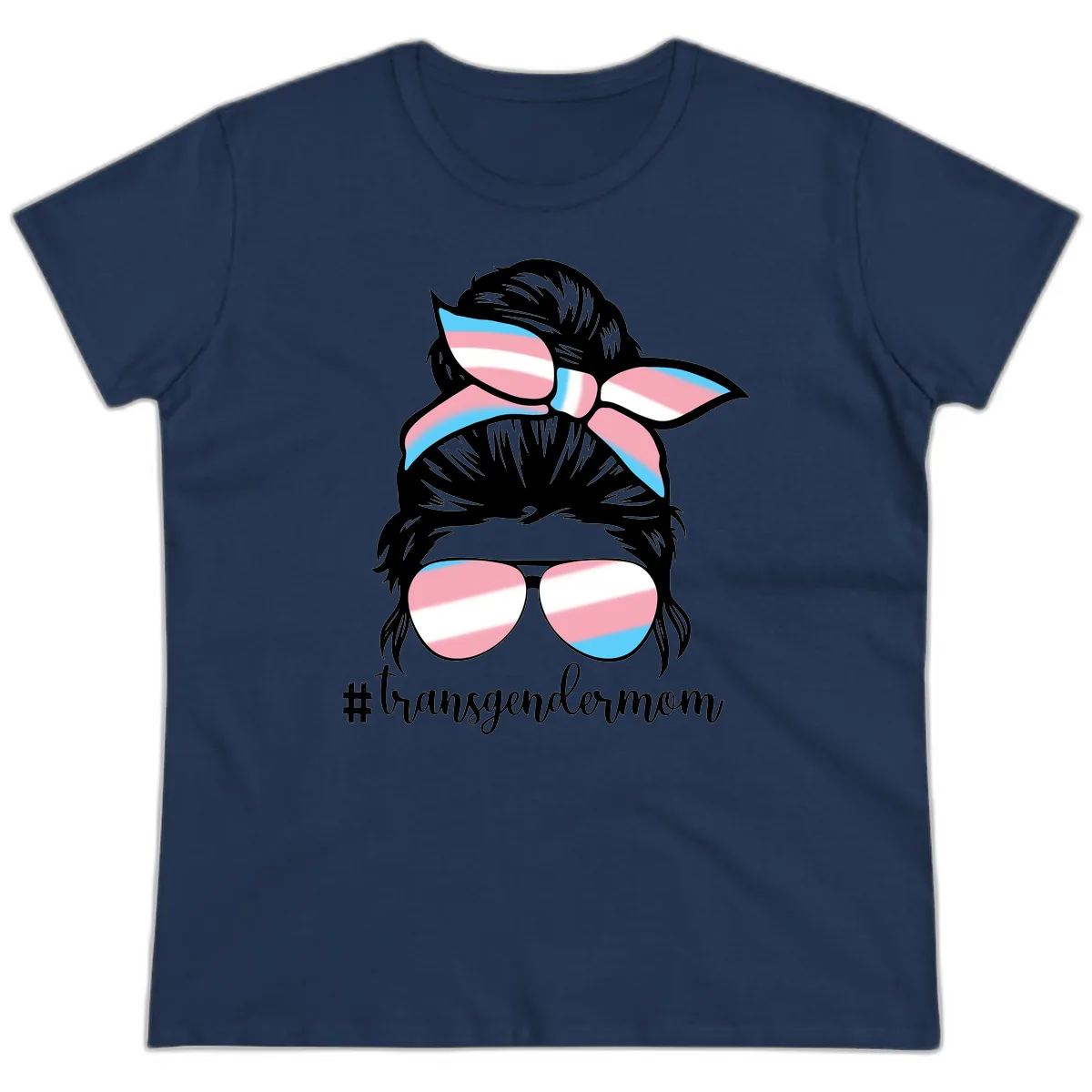 Transgender Mom Pride Portrait Ladies Tee in Navy