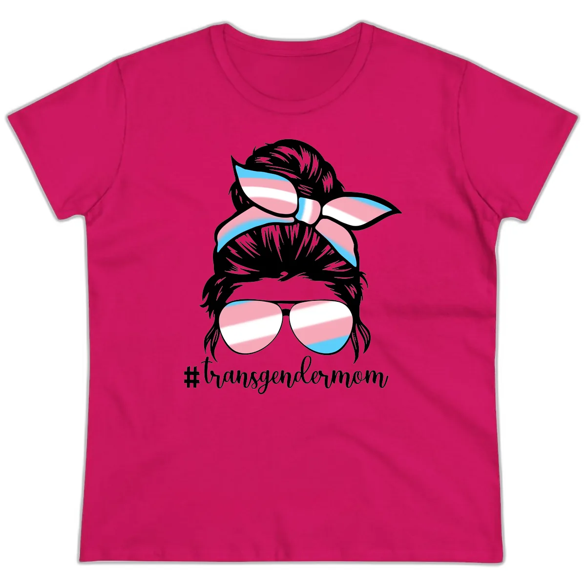 Transgender Mom Pride Portrait Ladies Tee in Heliconia