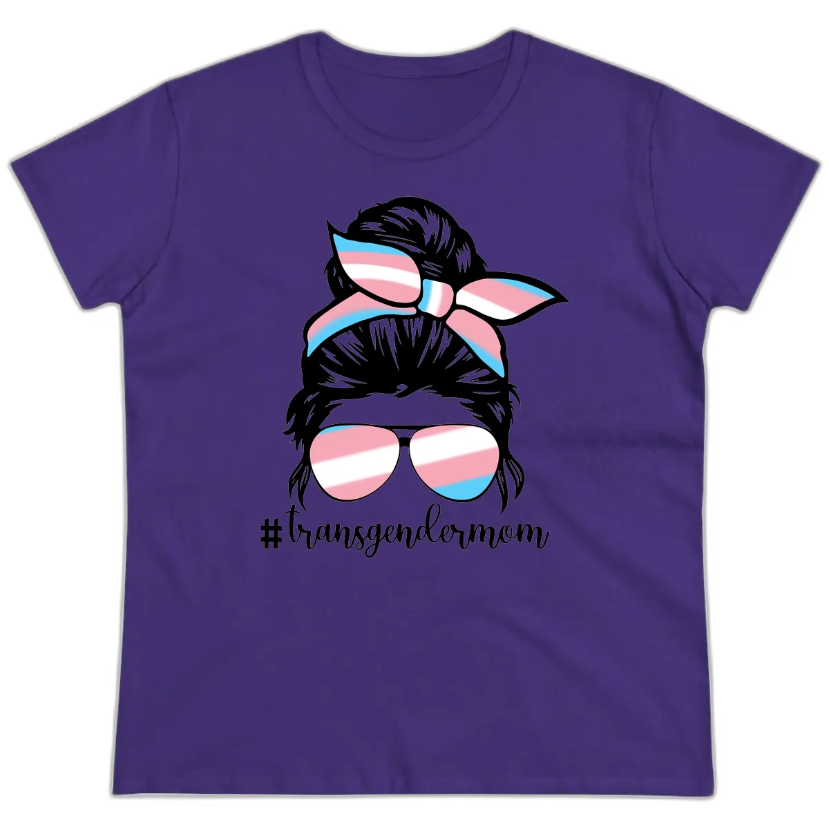 Transgender Mom Pride Portrait Ladies Tee in Purple
