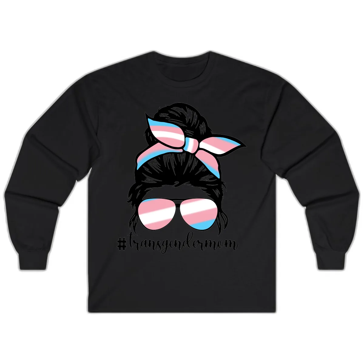 Transgender Mom Pride Portrait Long Sleeve in Black