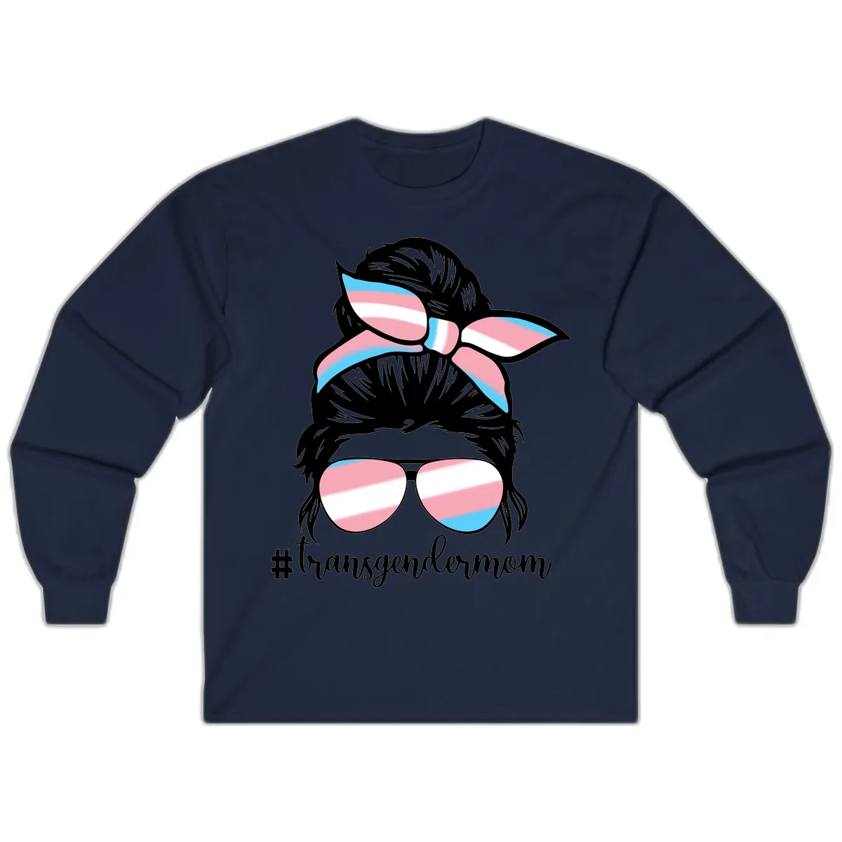 Transgender Mom Pride Portrait Long Sleeve in Navy