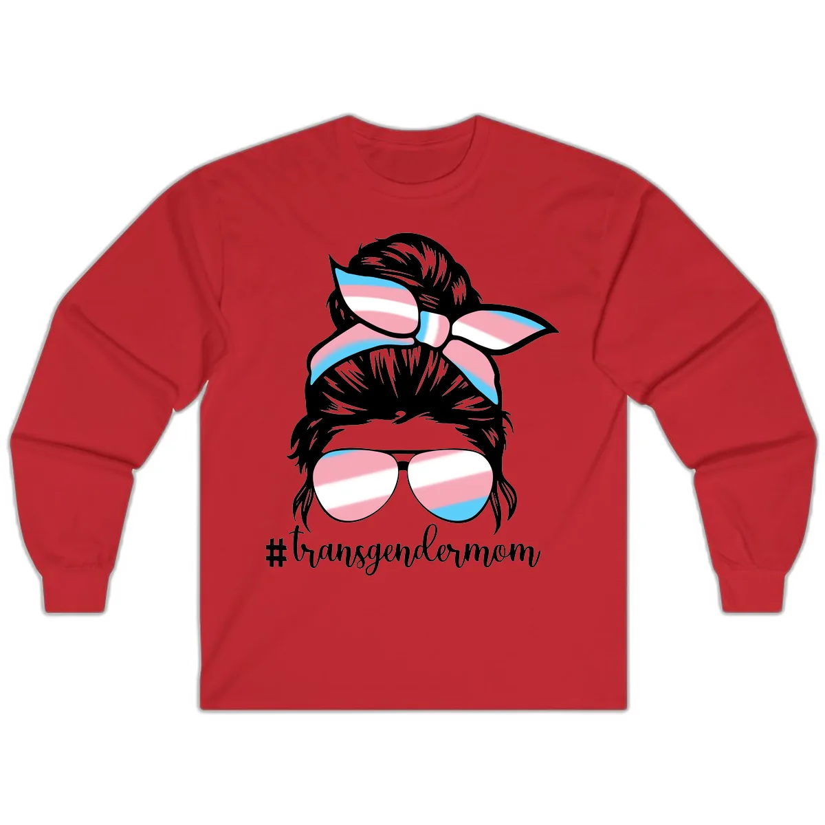 Transgender Mom Pride Portrait Long Sleeve in Red