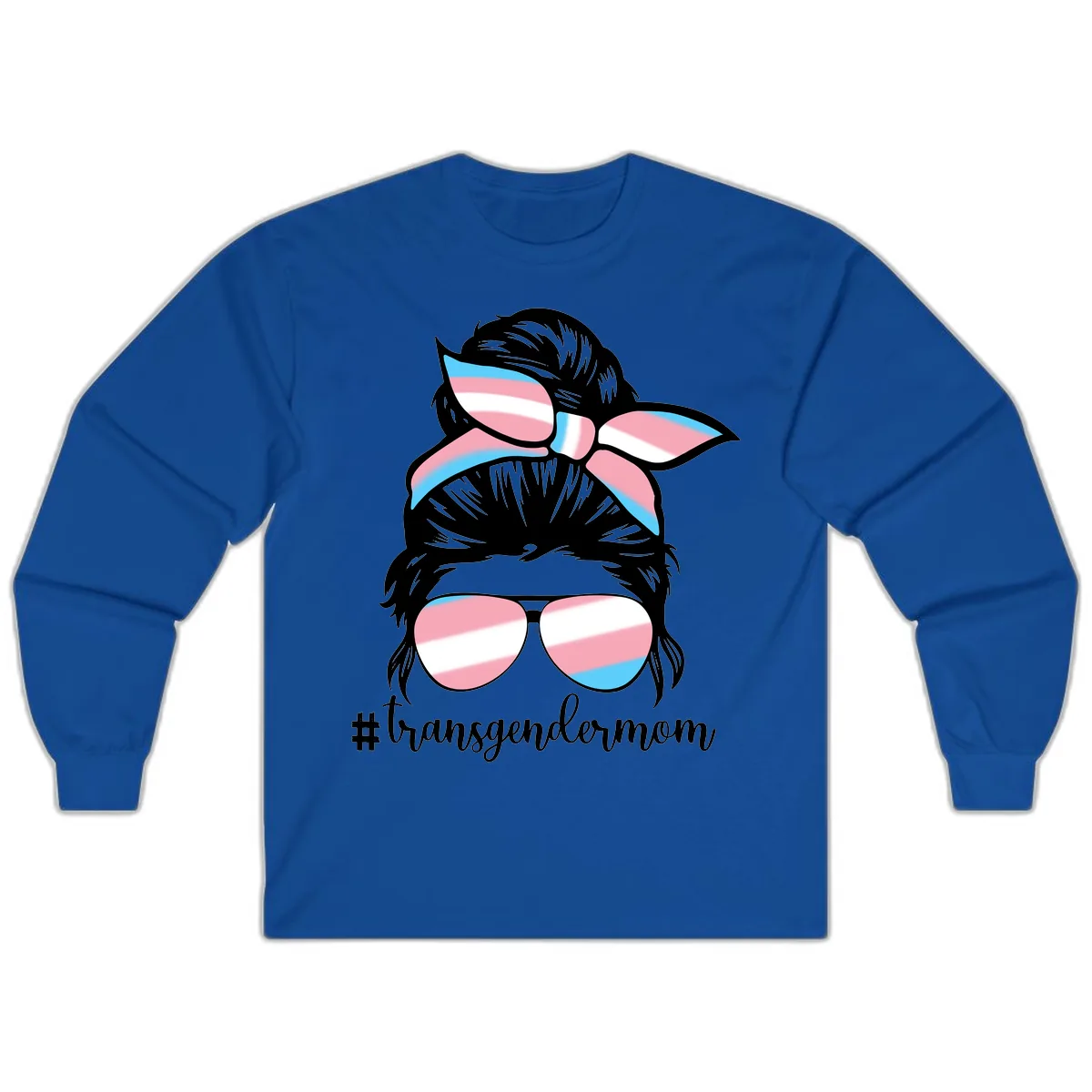 Transgender Mom Pride Portrait Long Sleeve in Royal
