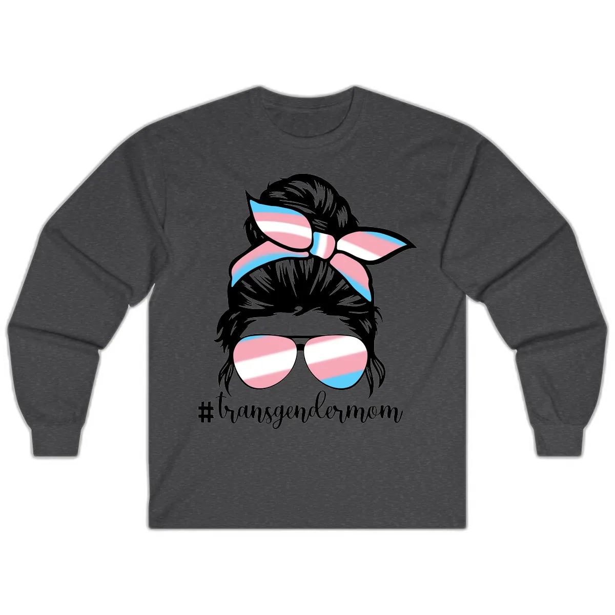 Transgender Mom Pride Portrait Long Sleeve in Dark Heather