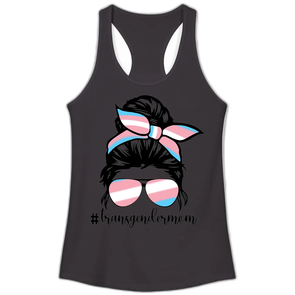Transgender Mom Pride Portrait Ladies Tank in Black