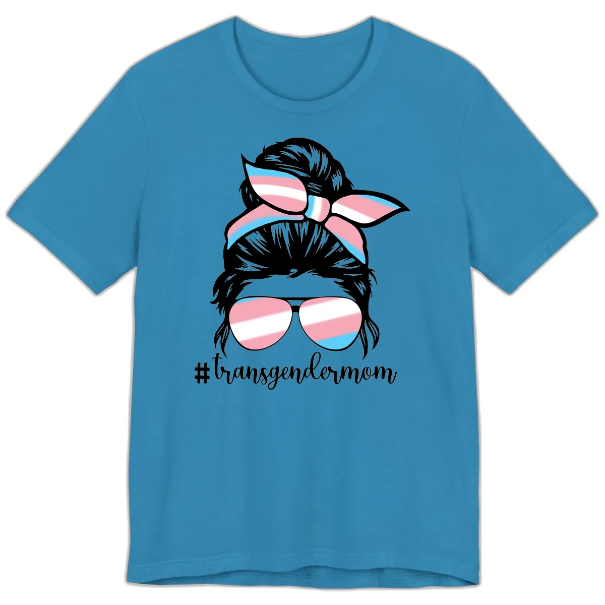 Transgender Mom Pride Portrait Premium T-Shirt in Aqua