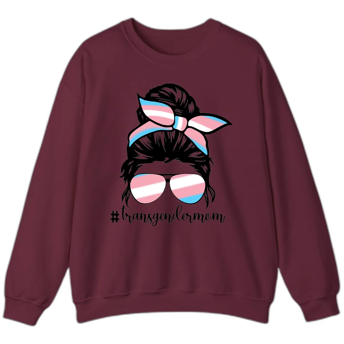 Transgender Mom Pride Portrait Sweatshirt in Maroon