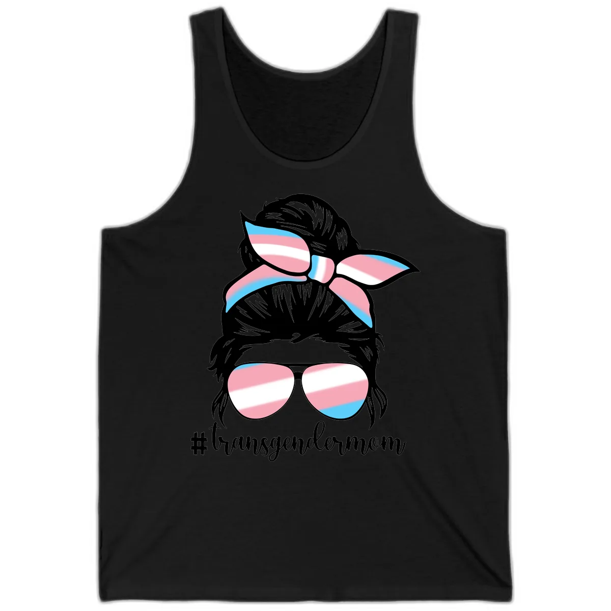 Transgender Mom Pride Portrait Tank in Black