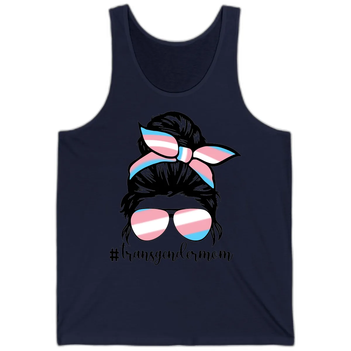 Transgender Mom Pride Portrait Tank in Navy