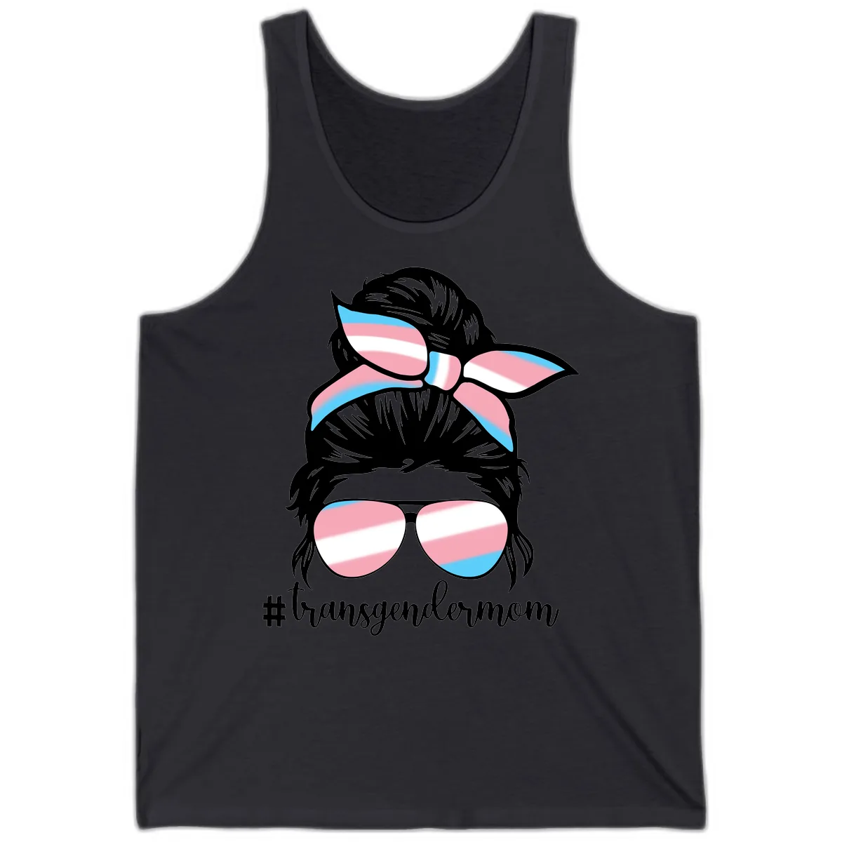 Transgender Mom Pride Portrait Tank in Dark Grey