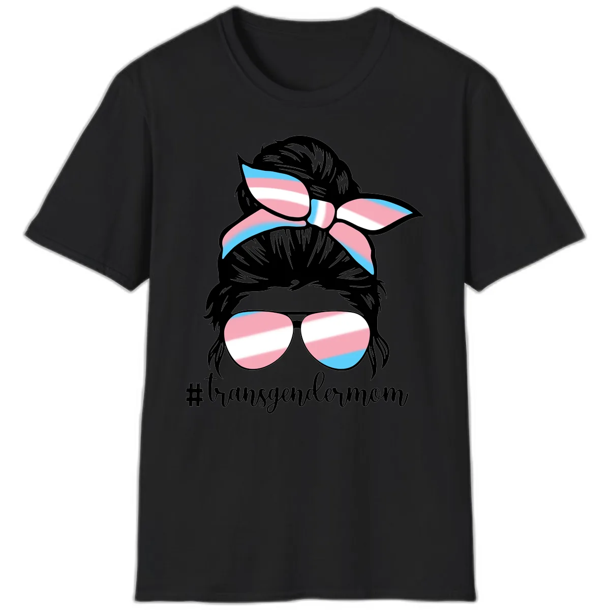 Transgender Mom Pride Portrait T-Shirt in Black