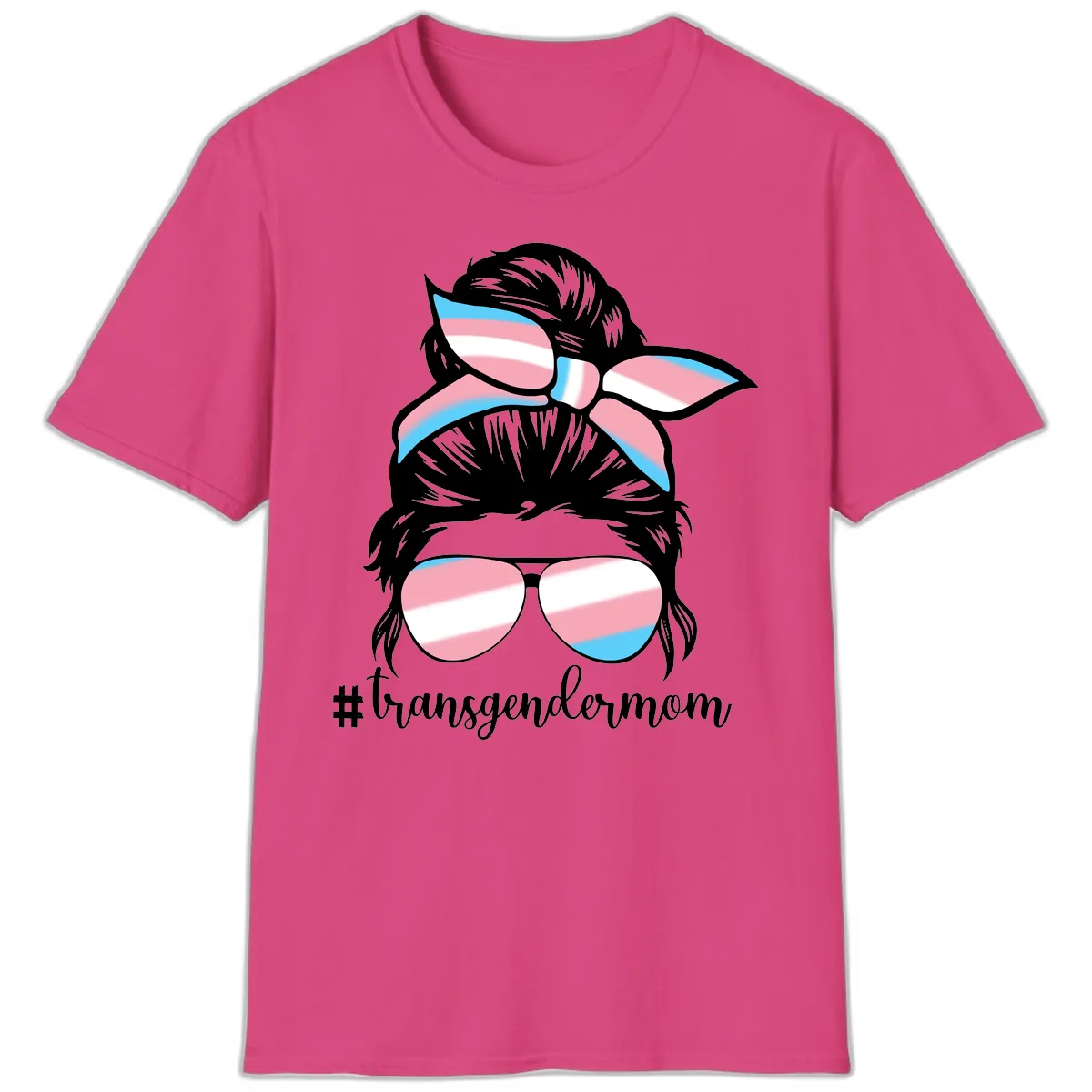 Transgender Mom Pride Portrait T-Shirt in Heliconia